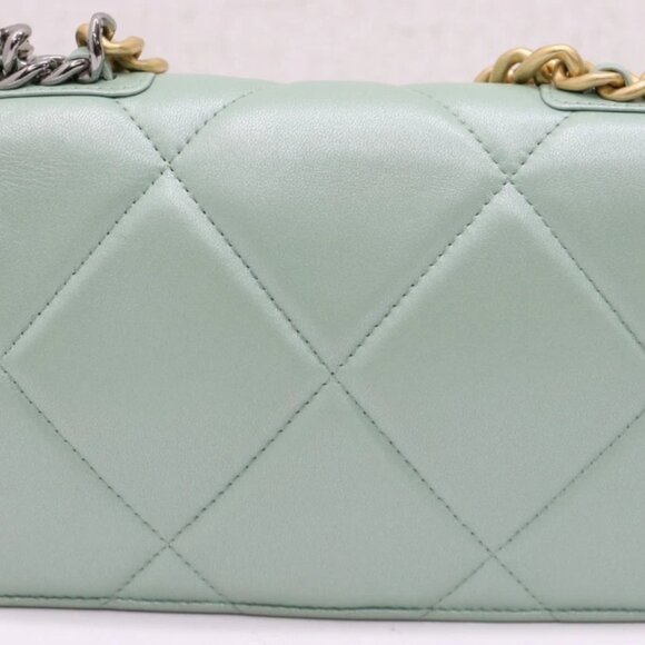 Chanel Lambskin Quilted Chanel 19 Wallet On Chain - Light Green E3H9X7NA - Picture 5 of 14